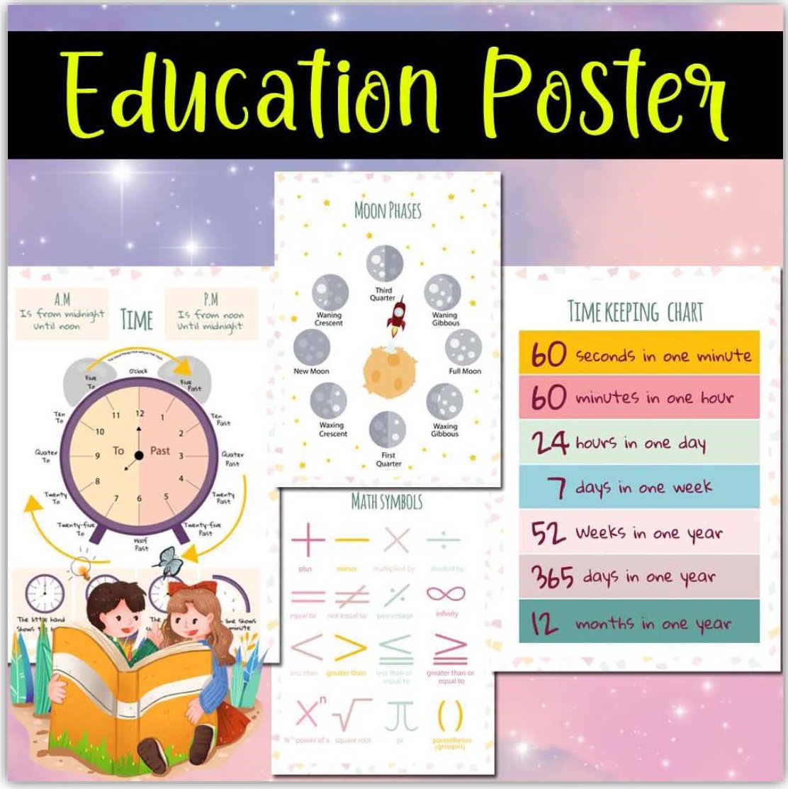 Printable Education School Poster, Worksheets and Teaching Materials
