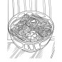 Yummy Food Coloring book, Fabulous Coloring Pages: Fruits, Asian food, Pizza,