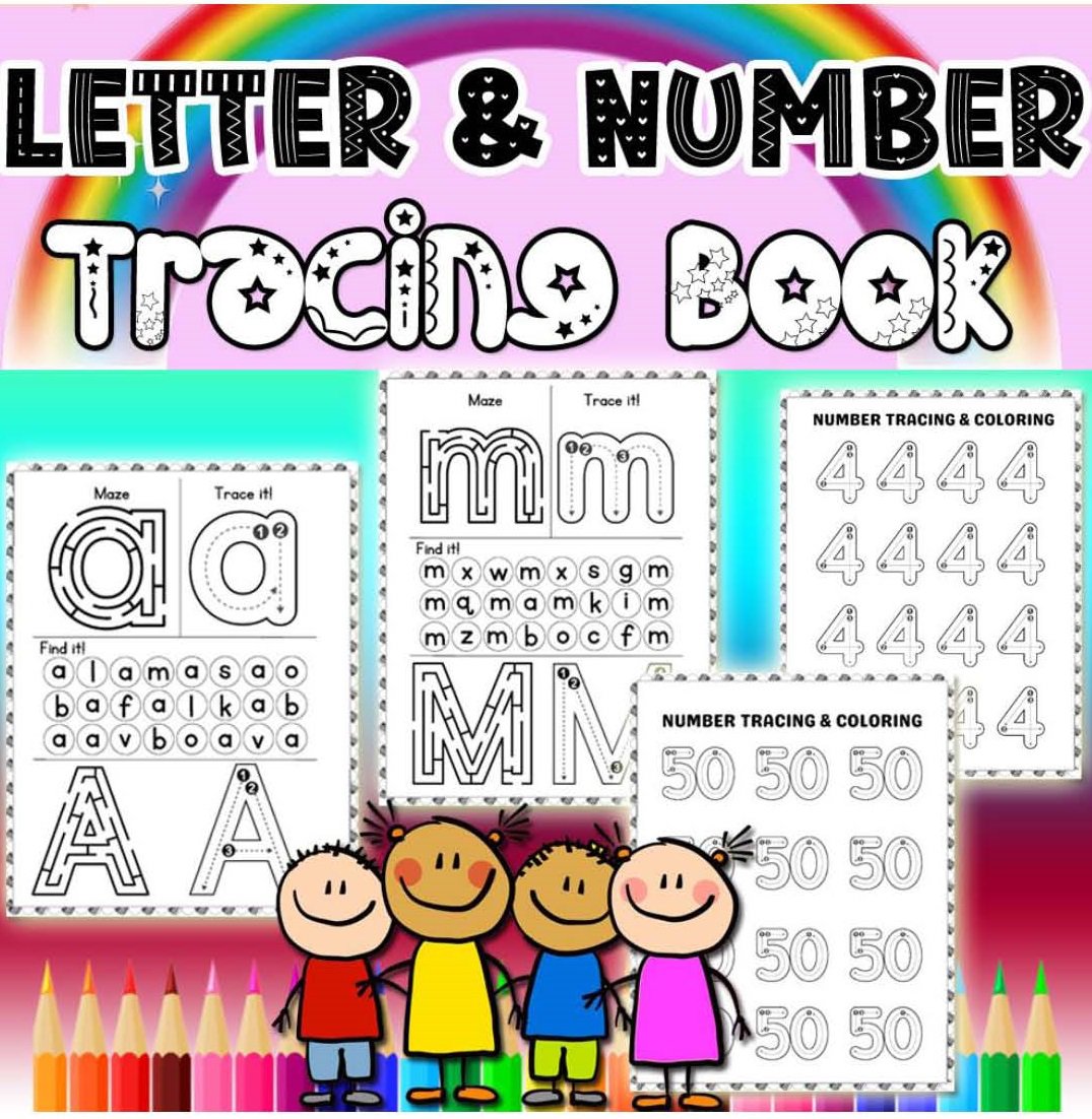 Letter and Number Tracing Book with Canva Template, Worksheets and Teaching
