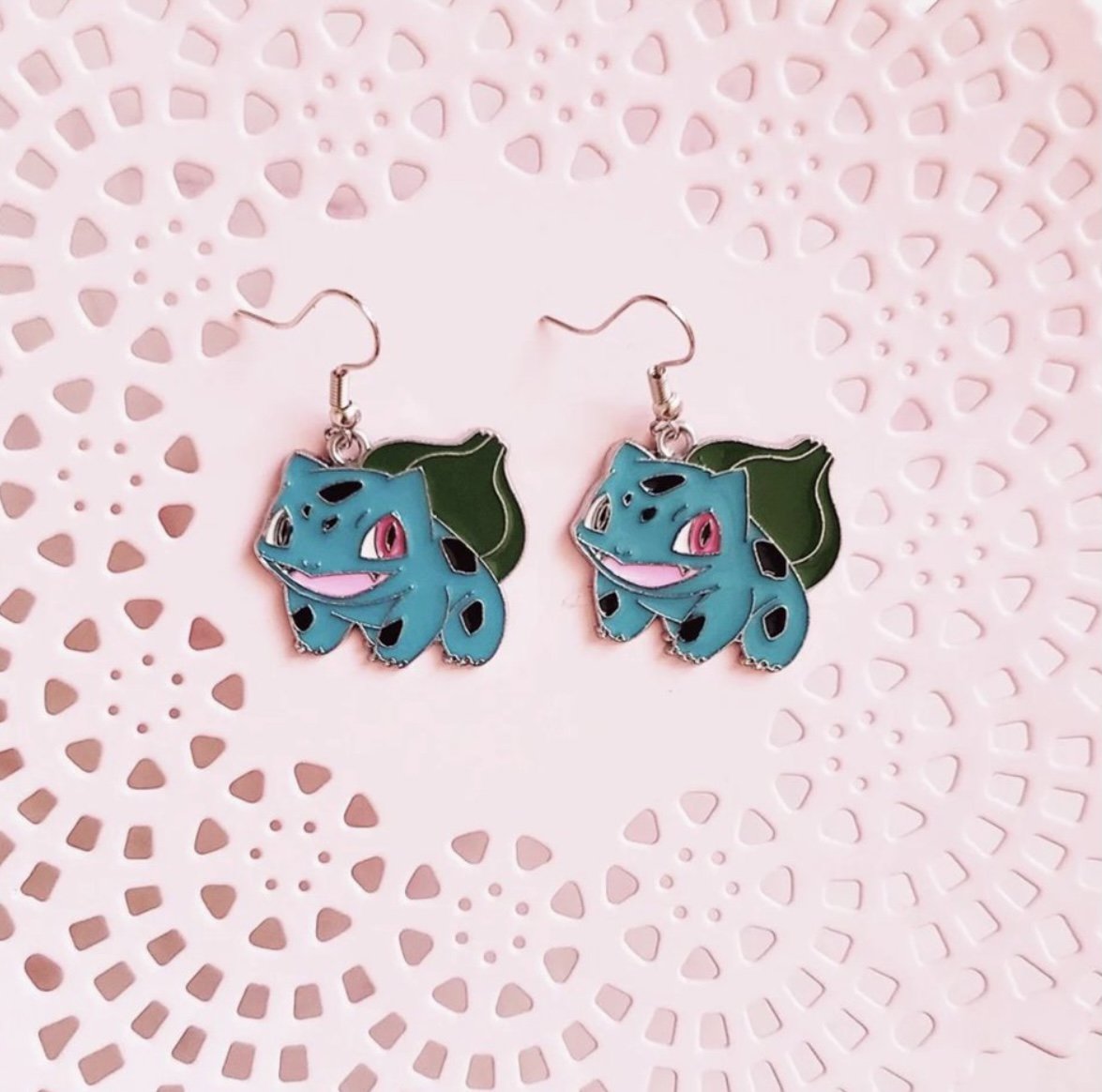 Bulbasaur earrings, pokemon earrings, kawaii earrings