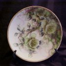 Vintage Handpainted Decorative Plate with Green Roses