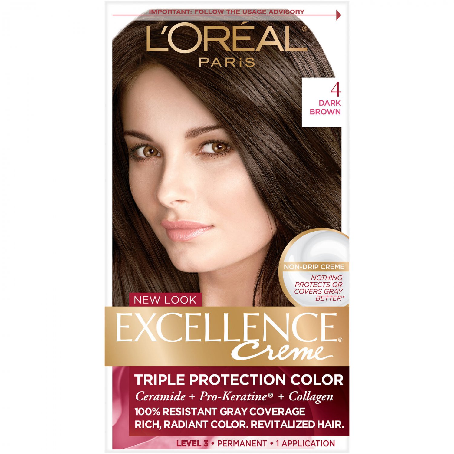 2X LOreal Paris Excellence Creme Permanent Hair Color, #4 Dark Brown