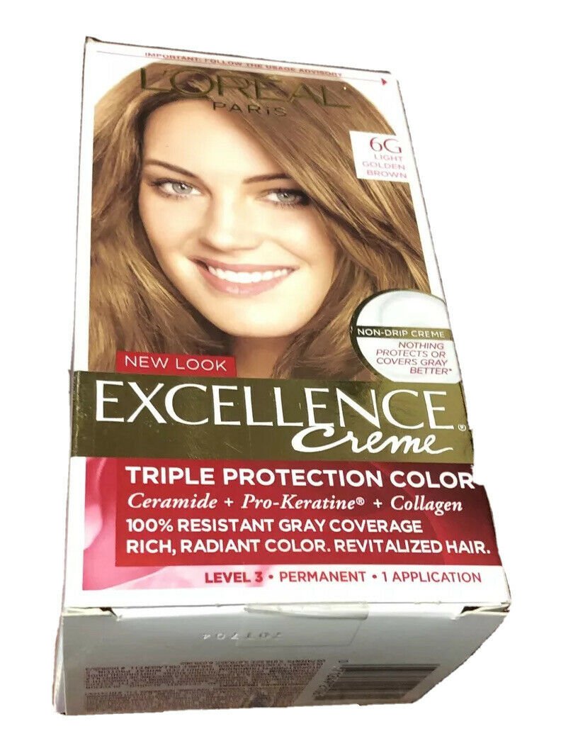 2X Loreal Paris Excellence Creme Permanent Hair Color, 6G Light Golden Brown