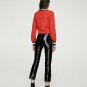 mango womens vinyl piercing pants black