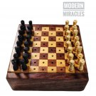 Handmade Hand Crafted Mini Wooden Chess Vintage Traveller Chess Set