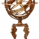 Wooden Base 18" Armillary Globe Sphere Engraved with Compass Brass Home Decor