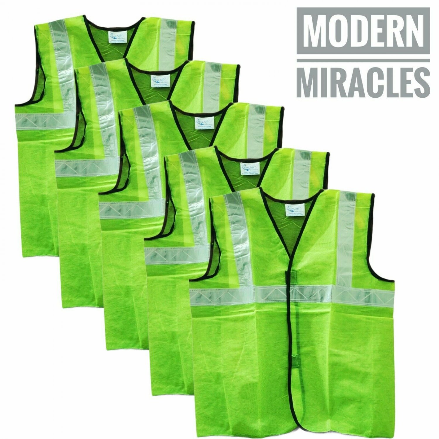 2' Inch Radium Reflective Safety Jacket, Green, Mesh Type vest, Set of 5 Vest