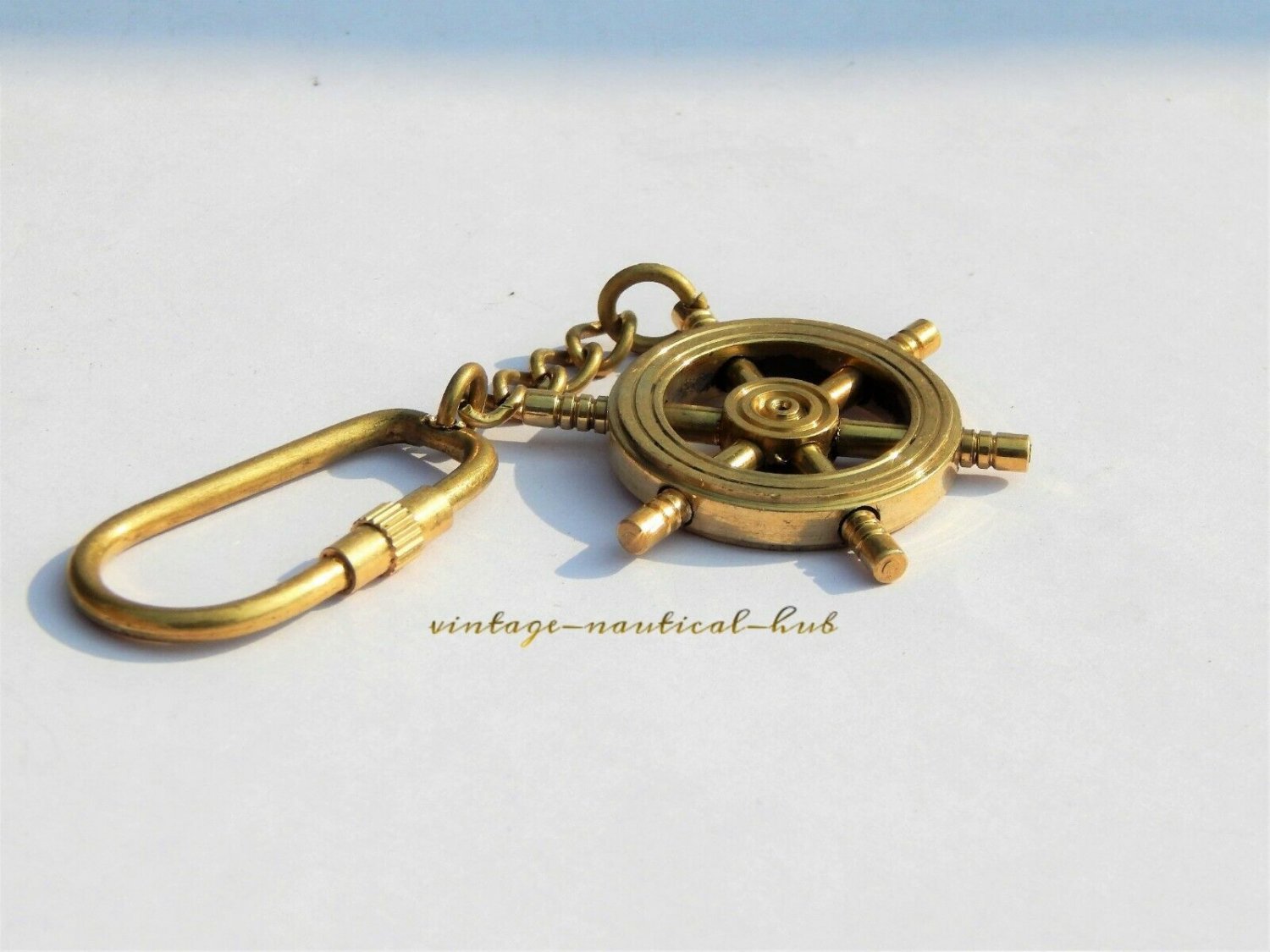Set of 5 VINTAGE NAUTICAL BRASS SHIP WHEEL COLLECTIBLE NAUTICAL KEY CHAIN GIFT KEY RING