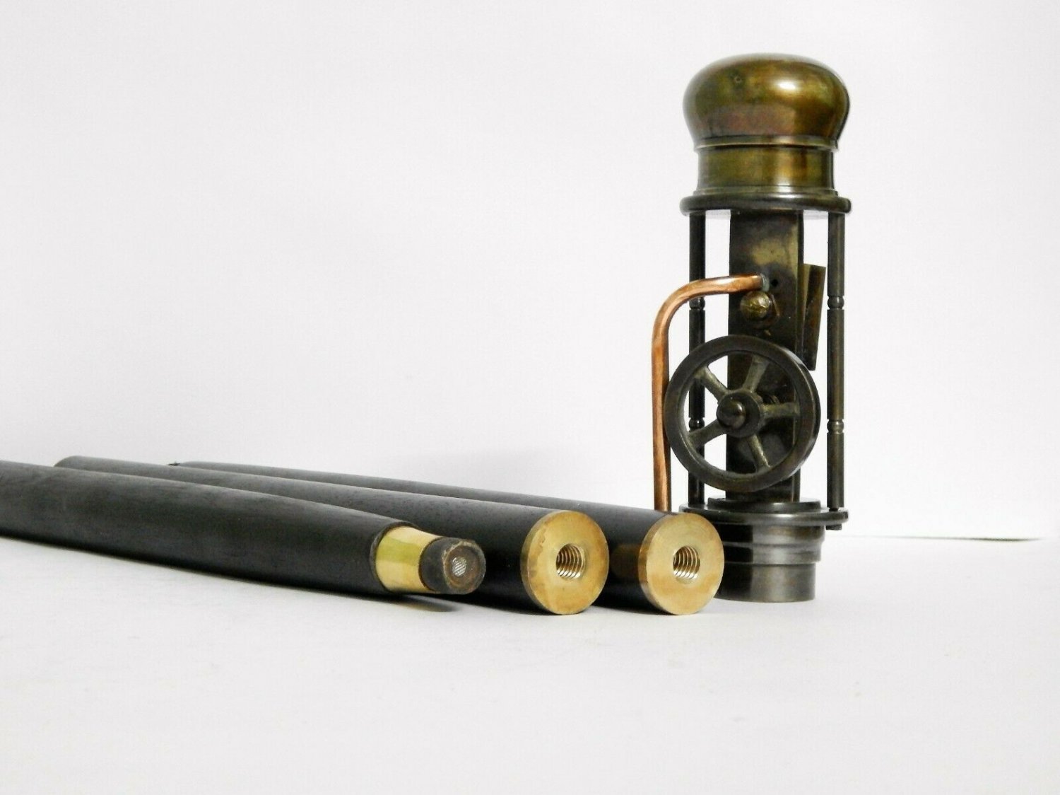 Collectible Walking Cane Stick With Working Steam Engine Model Brass Steampunk