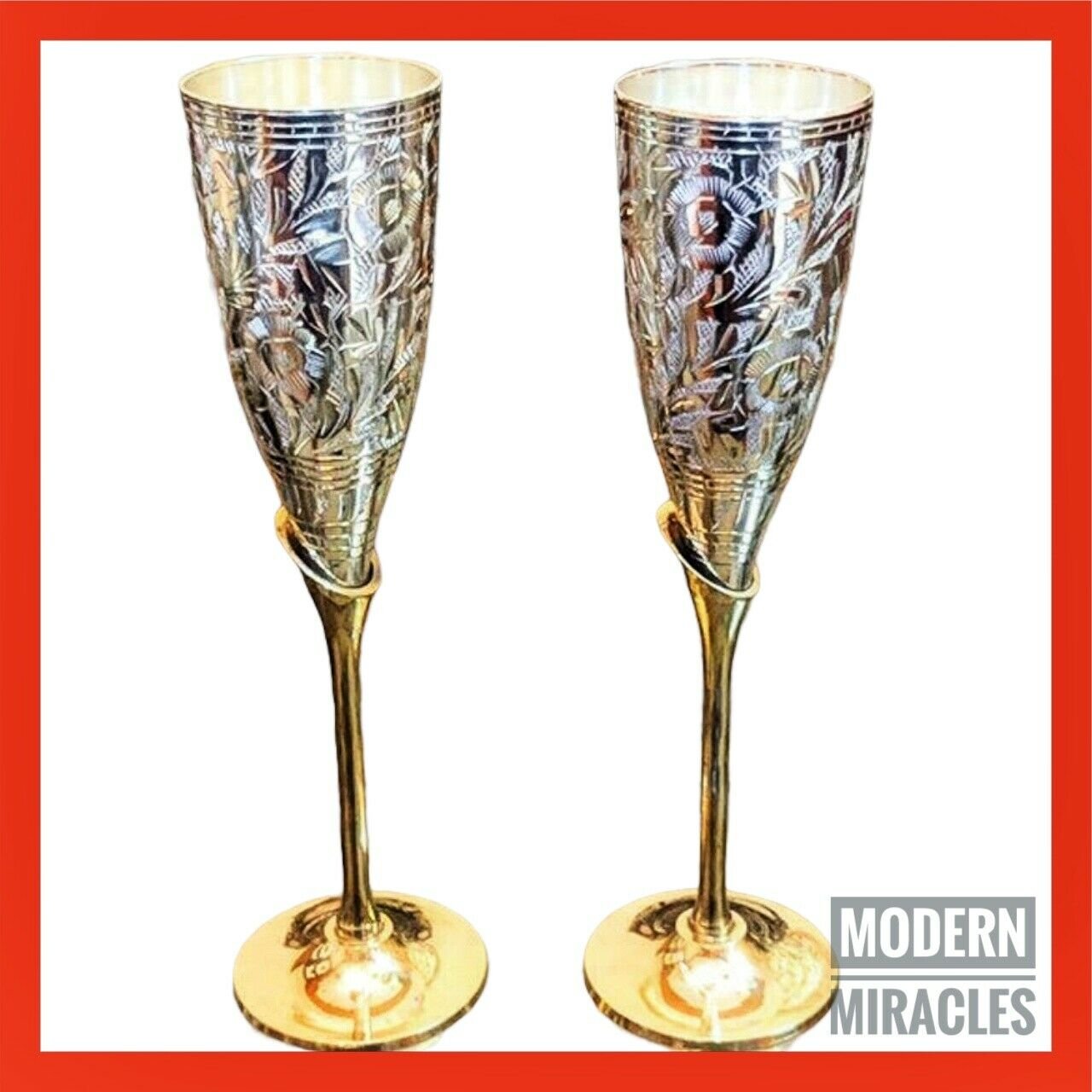 Goblet Champagne Flutes Coupes Brass Wine Glass Set for Home D&Atilde;&copy;cor & Gift