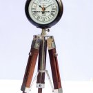 Vintage table nautical clock with wooden tripod stand office & home decor gift