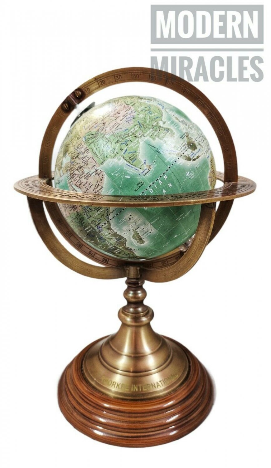 Vintage Brass Antique Armillary Tabletop World Sphere Globe Nautical Decor