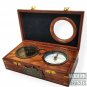 Antique Vintage Compass & Clock Engraved in Wooden Secret Box Nautical Gift
