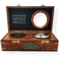 Antique Vintage Compass & Clock Engraved in Wooden Secret Box Nautical Gift