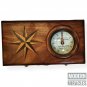 Antique Vintage Compass & Clock Engraved in Wooden Secret Box Nautical Gift