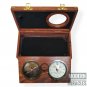 Antique Vintage Compass & Clock Engraved in Wooden Secret Box Nautical Gift