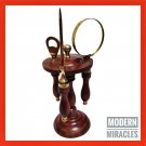 Antique Nautical Brass Magnifying Glass, Letter & Bottle Opener Stand Holder