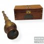Antique 18" Engraved Telescope Marine Nautical Spyglass with Wooden Box Gift