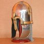 Nautical Antique Knight Armor Viking Brass Helmet With Wooden Stand