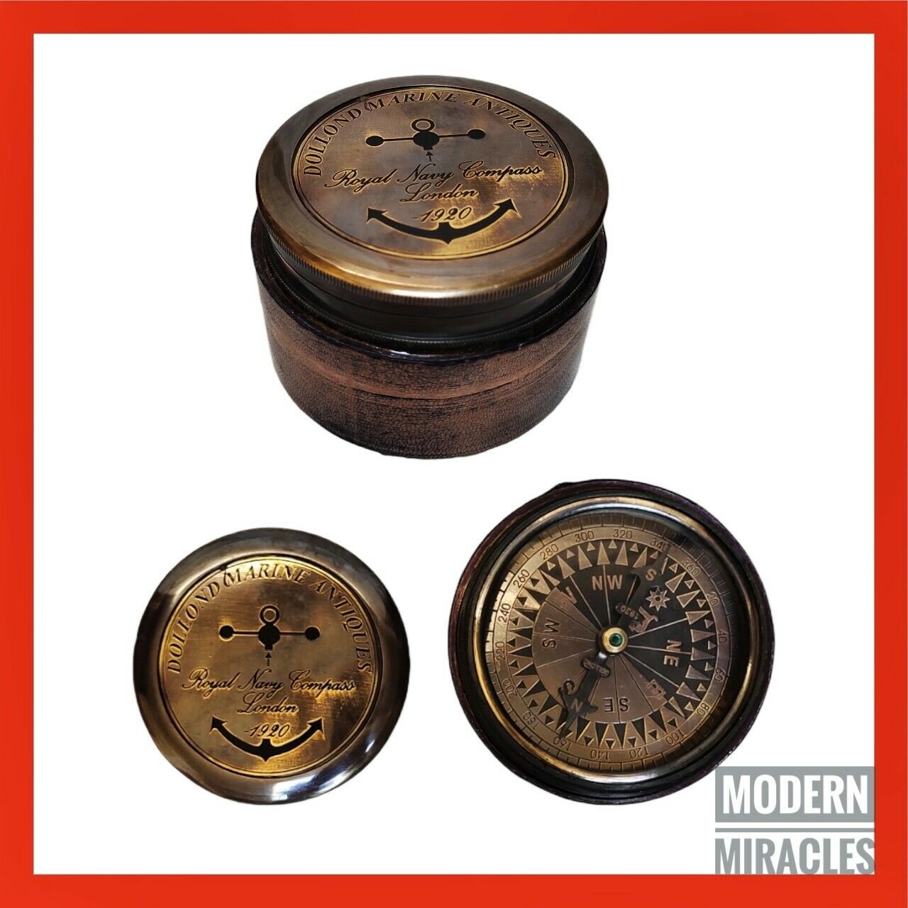 3" Table Marine Open Compass Victorian Navy Desk  Antique Brass Maritime Gift