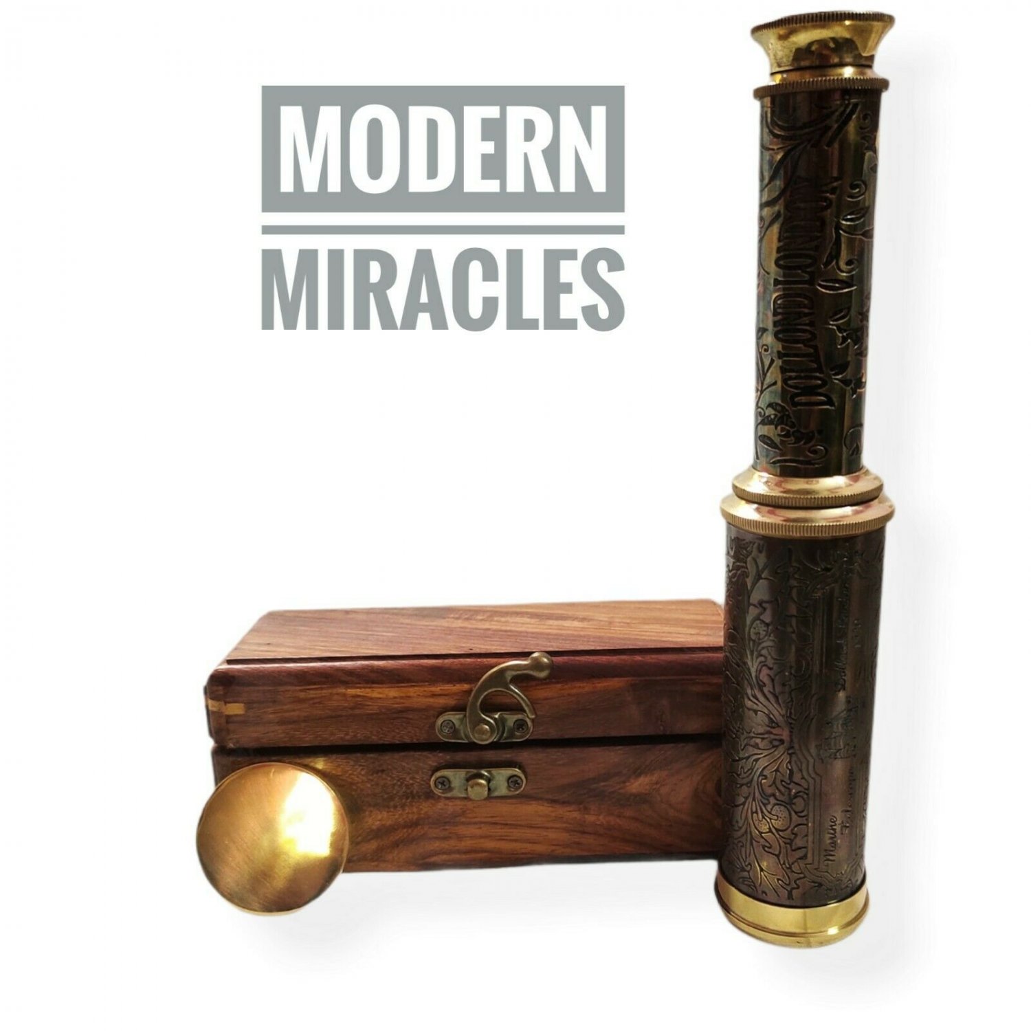 Antique Maritime Long Telescope Nautical Brass Telescope with wooden Box Gift