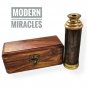 Antique Maritime Long Telescope Nautical Brass Telescope with wooden Box Gift