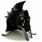 Gladiator Black Helmet Roman Greek Spartan Armor With Free Wooden Stand