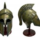 Medieval Gladiator Helmet III Brass Reenactment Armor Helmet With Wooden Stand