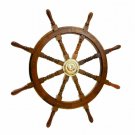 36 Inch Big Ship Steering Wheel Wooden Antique Teak Brass Nautical Pirate Ship's