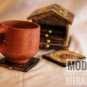 Set of 2 Wooden & Brass Hut Shape Designer Handmade Coaster Set Home Decor Gift Item
