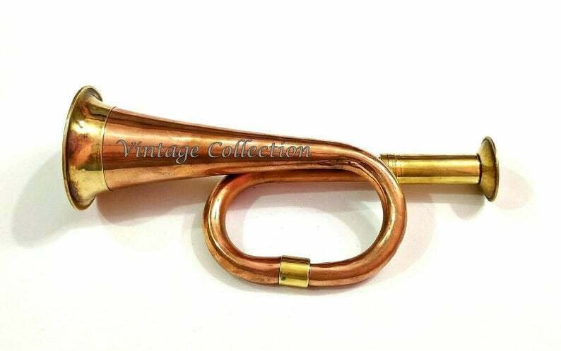 Mini Bugle Brass & Copper Vintage Bugle Instruments Military Forces Trumpet