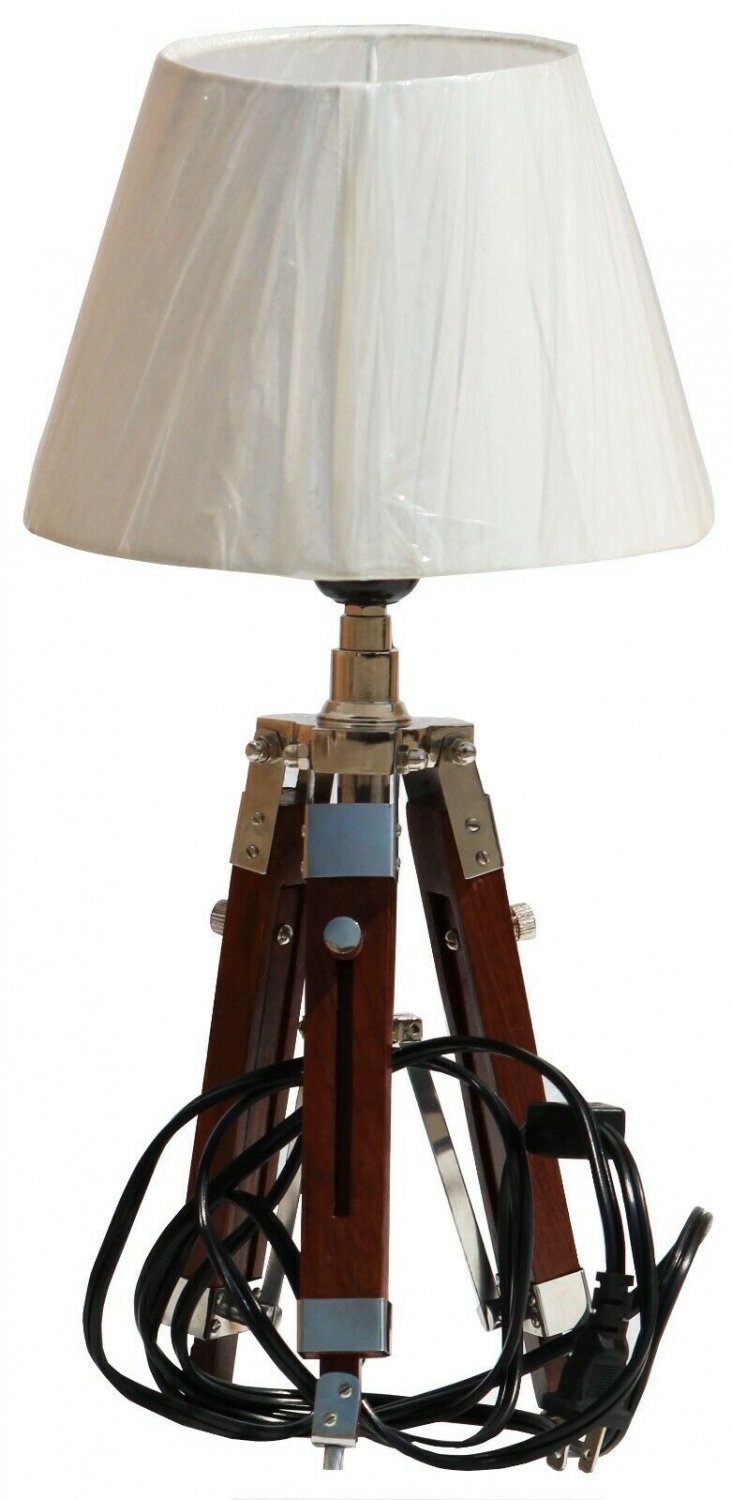 Antique Nautical table lamp light with wooden tripod stand for home decorative