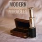 Vintage Mini Spyglass Brass Telescope Leather Cover with Wooden Box