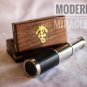 Vintage Mini Spyglass Brass Telescope Leather Cover with Wooden Box