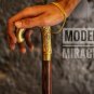Antique Style Brass Head Handle Walking Stick Wooden Designer Vintage Cane Gift