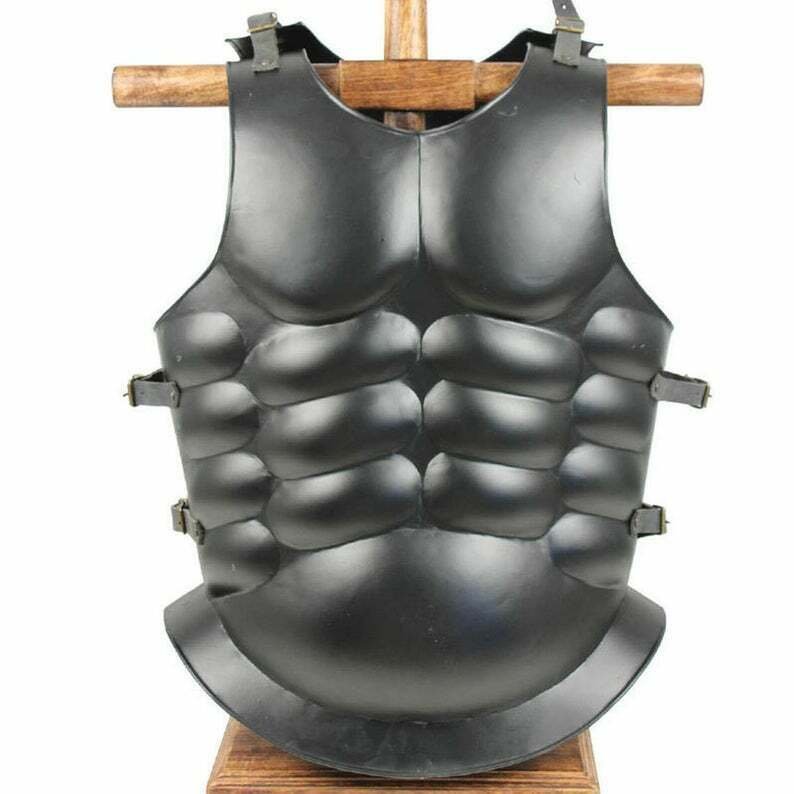 Medieval Roman Greek Muscle Body Armor Cuirass Black ~ Armour Breastplate Black