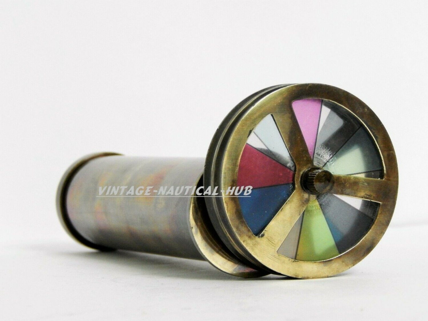 Vintage brass kaleidoscope double wheel style antique brass finish replica