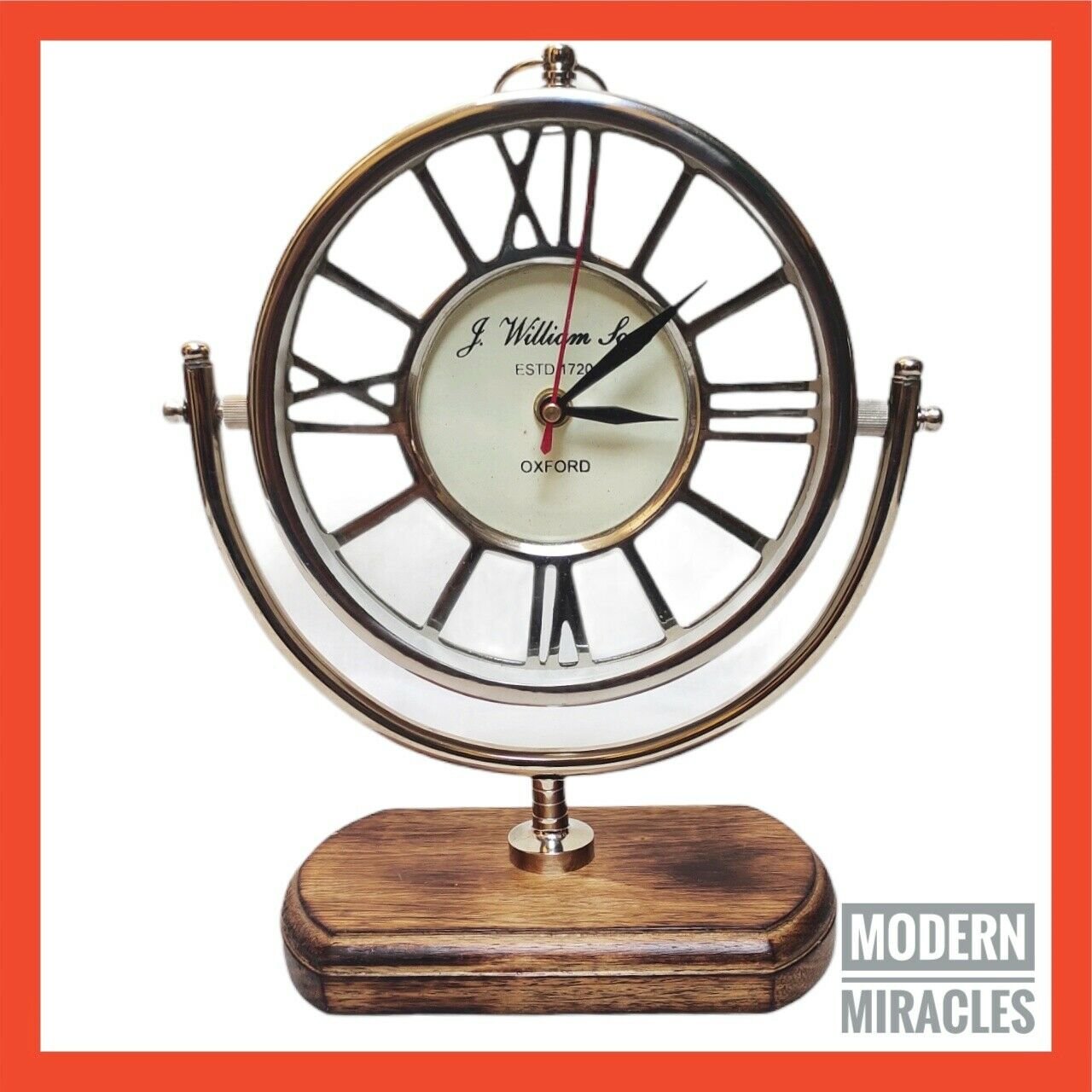 Roman Vintage Clock with Wooden Stand Victorian Style Table TopGift Item Antique