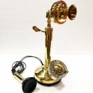 Gold Brass American Landline Telephone Vintage Look Rotary Dial Candlestick