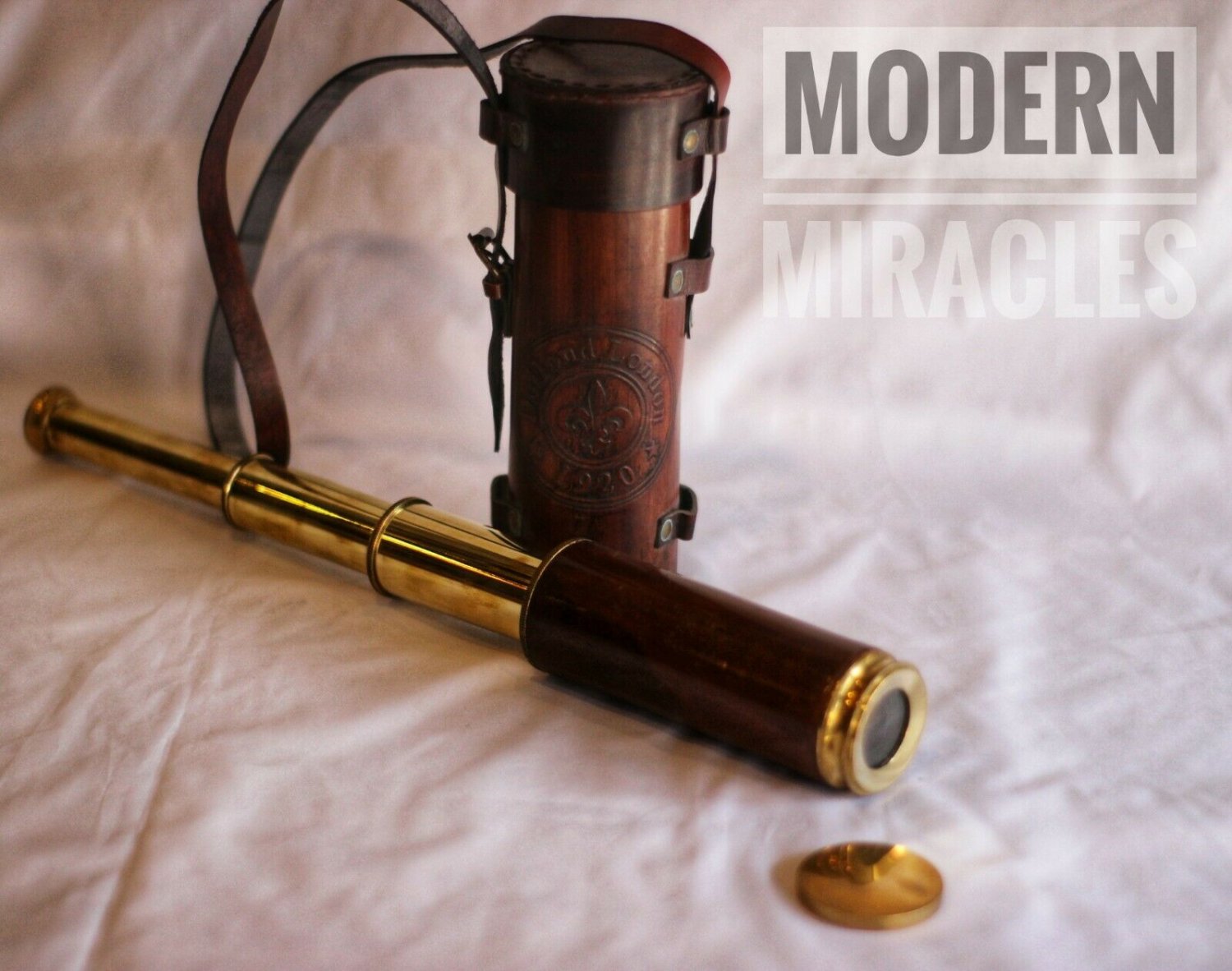 10" ANTIQUE MARITIME BRASS NAUTICAL TELESCOPE SPYGLASS WITH LEATHER COVER