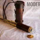 10" ANTIQUE MARITIME BRASS NAUTICAL TELESCOPE SPYGLASS WITH LEATHER COVER