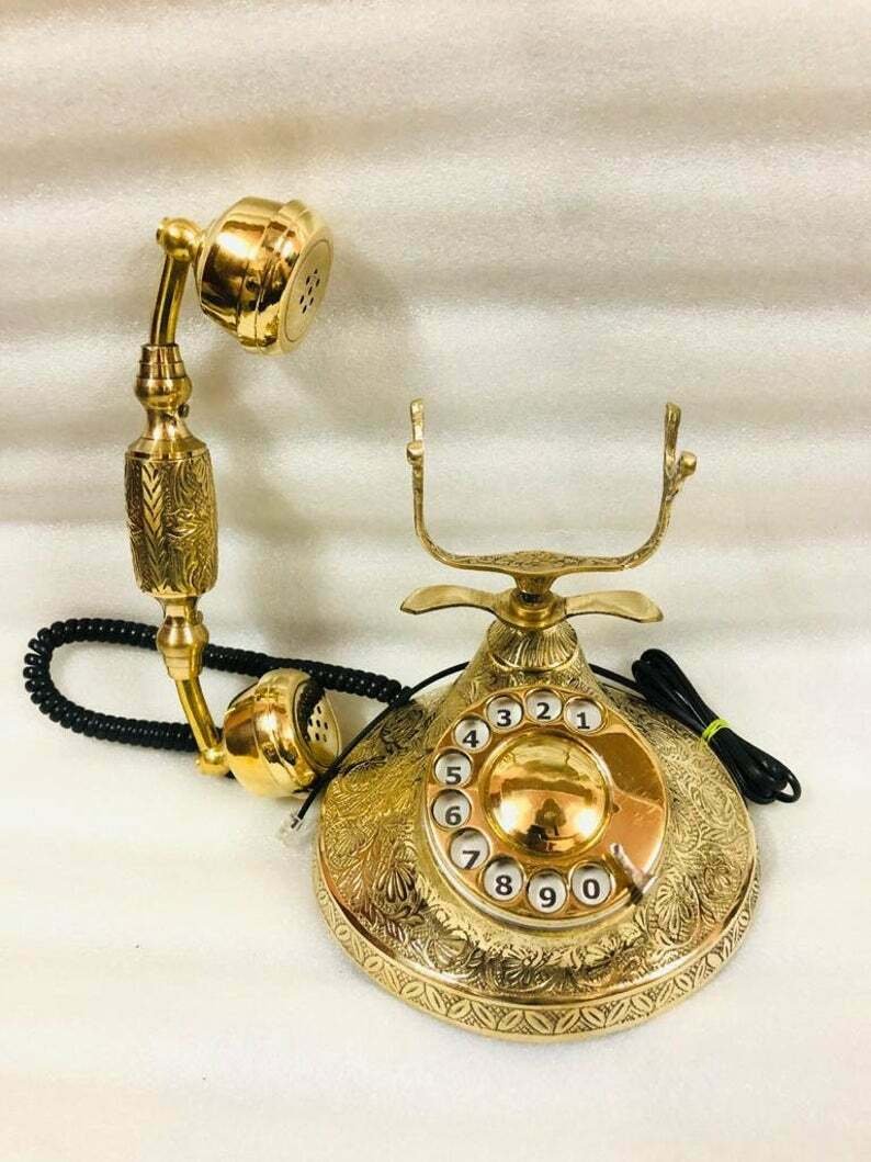 Nautical Brass Vintage Rotary Phone Old Fashioned Telephone French Victorian