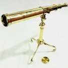 Nautical Polished Brass Desk Telescope with Stand Collectibles Antique Decor