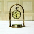 Antique Nautical Victorian London Brass Table Top Decor Clock