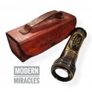 GILBERT & SONS Brass Kaleidoscope With Leather Case, Handmade Kaleidoscope