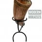 Viking Drinking Horn with Stand for Beer Wine, Natural Polished Drinking Mug
