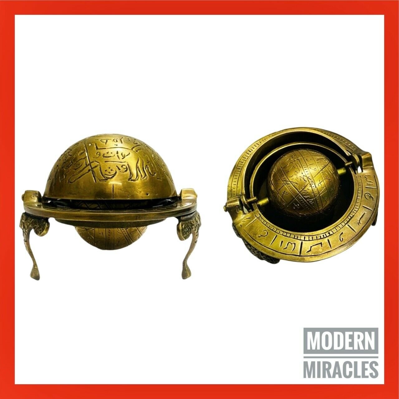 Marine Vintage CELESTIAL ARMILLARY GLOBE Astrology Alchemy Arabic turkish decor