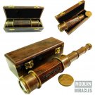 Antique Maritime Handheld Brass Telescope 24" Spyglass Scope With Wooden Box