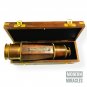 Antique Maritime Handheld Brass Telescope 24" Spyglass Scope With Wooden Box
