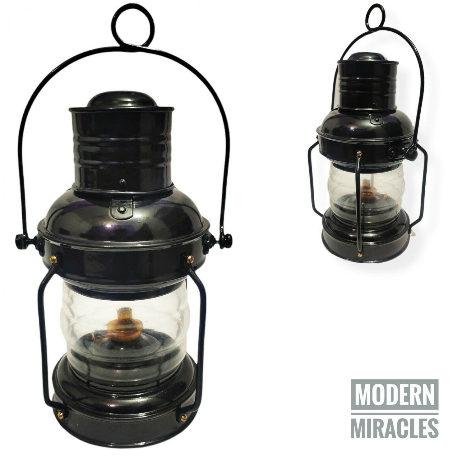 10" Antique Oil Ship Lantern Nautical Black Polished Port Lantern LAMP Maritime